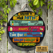 Personalized Patio Welcome To Custom Wood Circle Sign