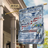 Personalized Pool Bar & Grill Stars & Stripes Custom Flag