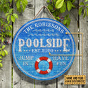 Personalized Swimming Pool Jump In Custom Wood Circle Sign
