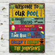 Personalized Swimming Welcome To Our Pool Customized Classic Metal Signs