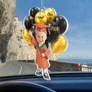 Photo,Graduation,Happy - Custom Photo 3D Effect Happy Graduation Kid - Personalized Acrylic Car Hanger