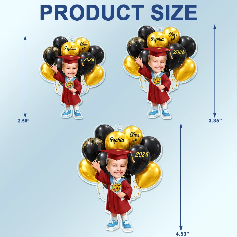 Photo,Graduation,Happy - Custom Photo 3D Effect Happy Graduation Kid - Personalized Acrylic Car Hanger