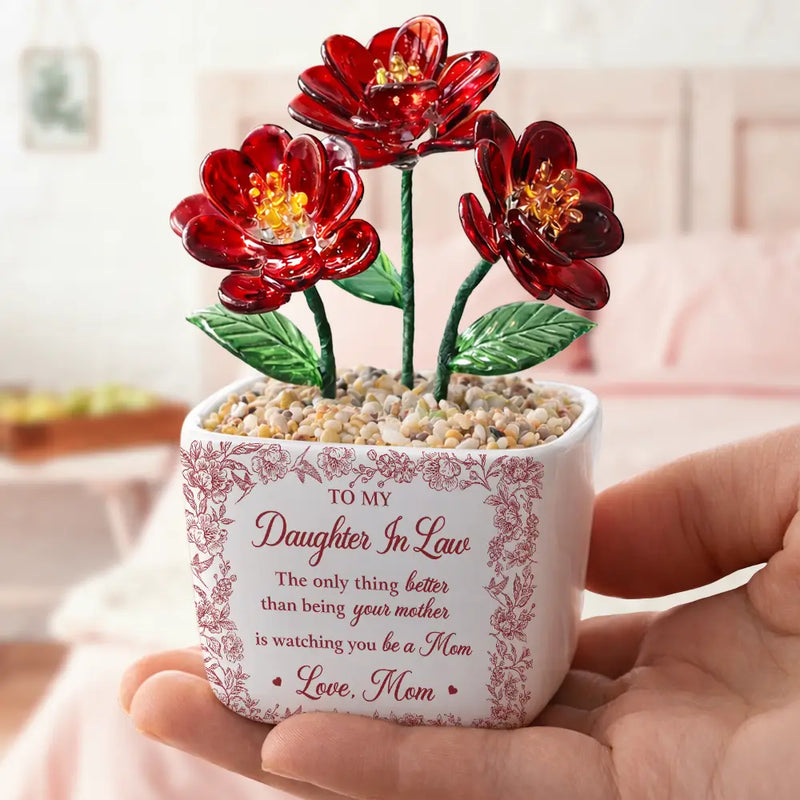 Gift For Daughter,Mom - Daughters (Adult),Grandma - Grandkids,Love - Custom Photo Pencil Sketch The Only Thing Better Than Being Your Mother - Personalized Glass Flower Plant Pot