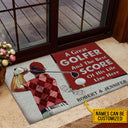 Personalized Golf Red Couple Golfer Best Score Live Customized Doormat