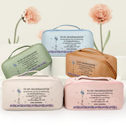 Gift For Daughter,Gift For Women,Happy,Gift For Grandkids - Faux Pressed Birth Flower My Daughter Forever - Personalized Leather Makeup Bag