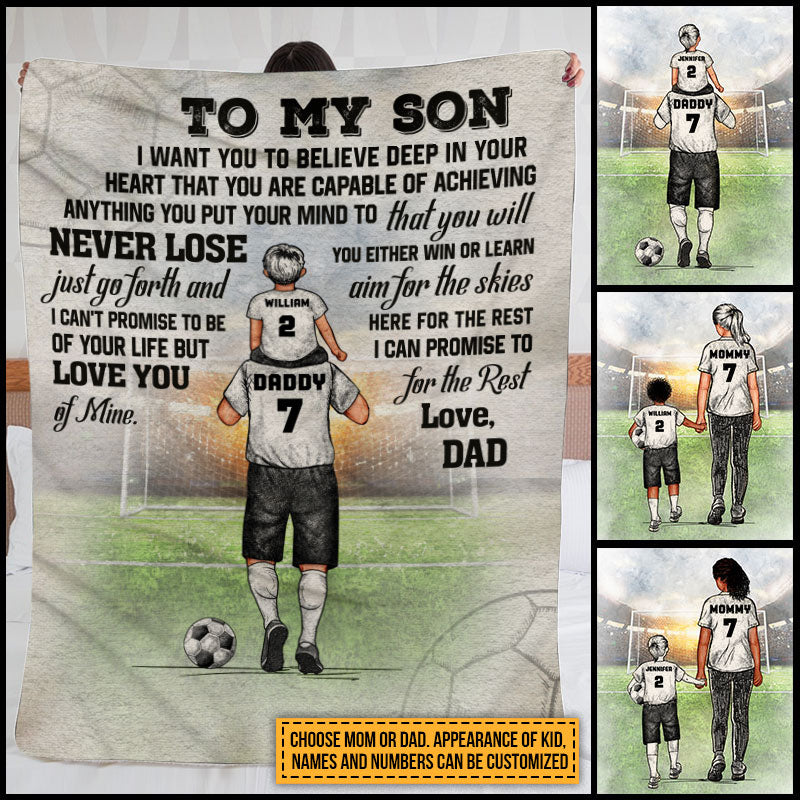 Personalized Soccer Parent And Child Never Lose Custom Fleece Blanket