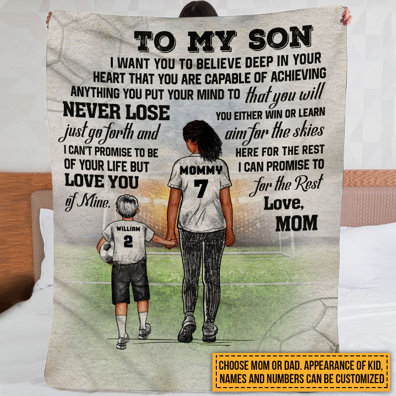 Personalized Soccer Parent And Child Never Lose Custom Fleece Blanket