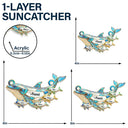 Gift For Grandma,Grandma - Grandkids,Happy,Icon - Dolphin Mom Grandma Stained Glass Effect - Personalized Window Hanging Suncatcher Ornament