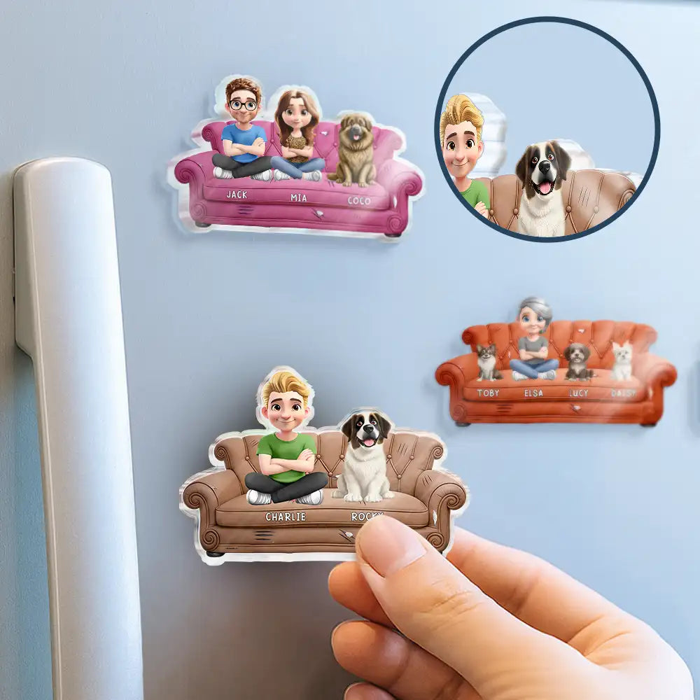 Pet Lovers, Pet Mom, Pet Dad, Pet Couple - Pet Couple Pet Mom And Dad - Personalized Acrylic Fridge Magnet