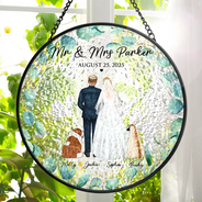 Pet Couple,Love - Pet Couple Wedding - Personalized Stained Glass Window Hanging Suncatcher