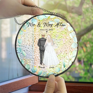 Pet Couple,Love - Pet Couple Wedding - Personalized Stained Glass Window Hanging Suncatcher