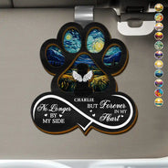 Memorial, Pet Lovers, Pet Mom, Pet Dad, Sad - Pet Forever In My Heart Always Loved - Personalized Custom Shaped Car Visor Clip