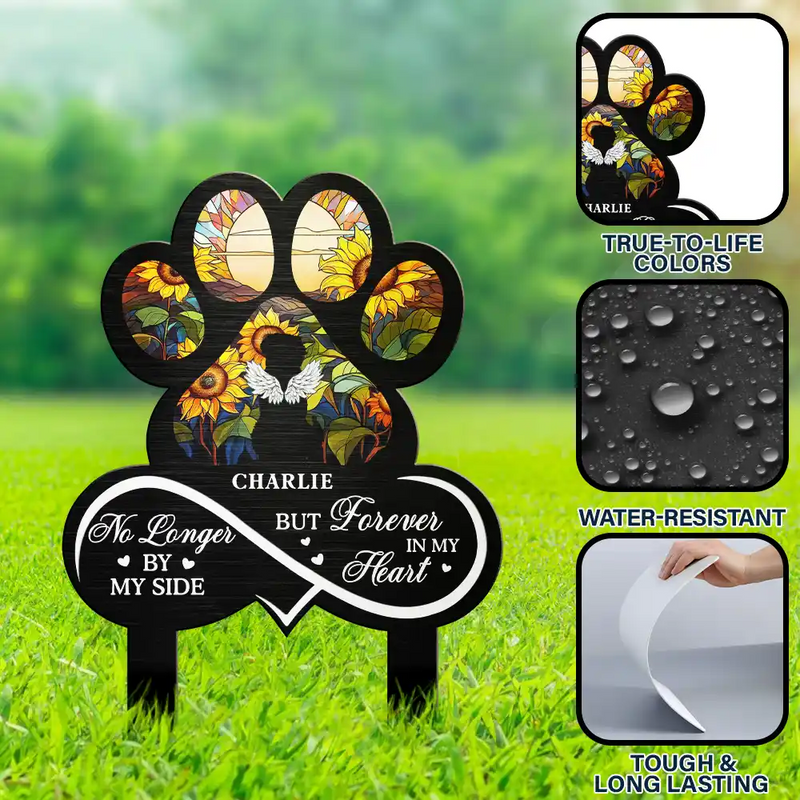 Pet Lovers,Pet Mom,Pet Dad,Memorial - Pet Forever In My Heart Always Loved - Personalized Metal Garden Stake