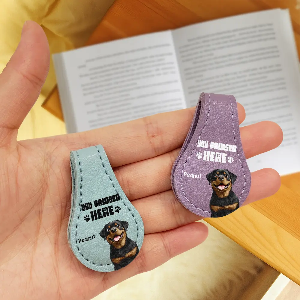 Reading, Gift For Yourself, Gift For Women, Happy - Pet Lovers Funny You Pawsed Here - Personalized Circle Leather Magnetic Bookmark