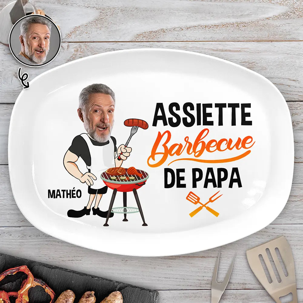 Photo Personnalisable Assiette Barbecue De Papa - Assiette Personnalisée