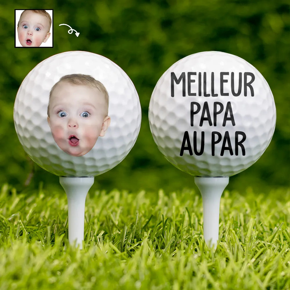 Photo Personnalisable Meilleur Papa Au Par - Balle De Golf Personnalisée