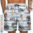 Gift For Husband,Parents,Gift For Yourself,Gift For Men,Gift For Grandpa,Gift For Father,French,Custom Photo,Happy,Summer,Beach,Gift For Grandparents,Non-Eng,Photo,Icon,Playful - Photo Personnalisable Meilleur Papa Du Monde - Shorts De Plage Unisexes Personnalisés