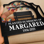 Memorial,Family,Gift For Grandparents,Parents,Sad - Planted In Memory Of - Personalized Metal Garden Stake