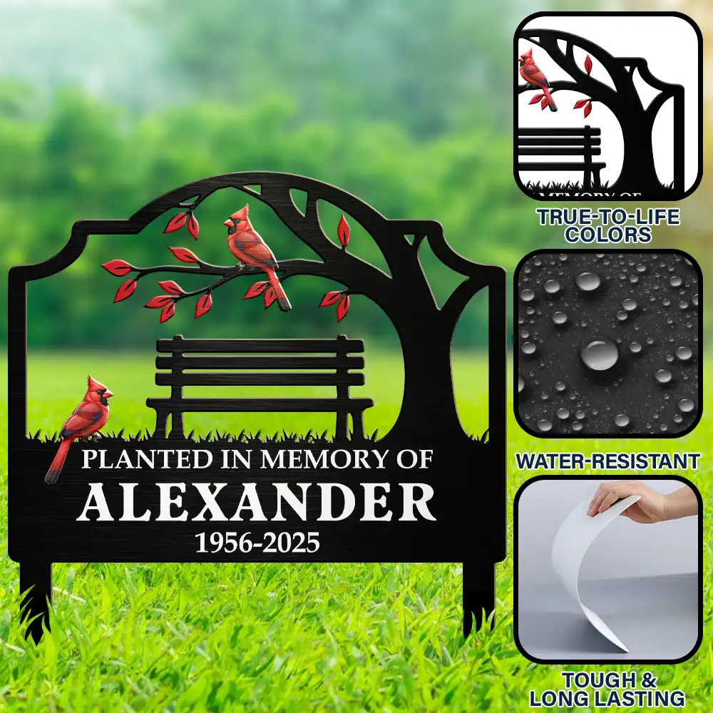 Memorial,Family,Gift For Grandparents,Parents,Sad - Planted In Memory Of - Personalized Metal Garden Stake