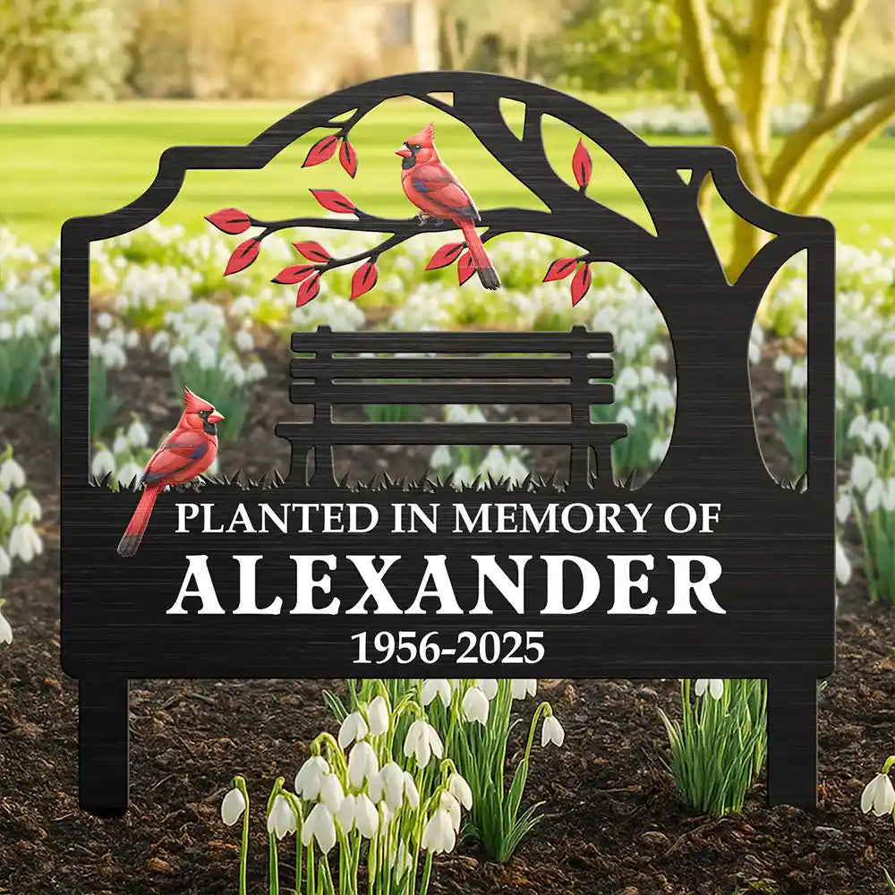 Memorial,Family,Gift For Grandparents,Parents,Sad - Planted In Memory Of - Personalized Metal Garden Stake