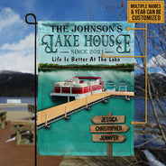 Pontoon Lake House Life Is Better Custom Flag