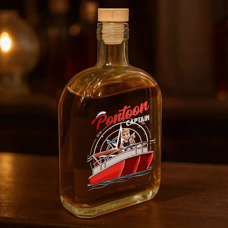 Pontoon,Happy,Gift For Yourself,Gift For Women,Gift For Men - Pontoon Captain - Personalized Whiskey Bottle