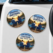 Pontoon,Romantic,Summer,Gift For Couples,Vector - Pontoon Partners For Life - Personalized Magnet