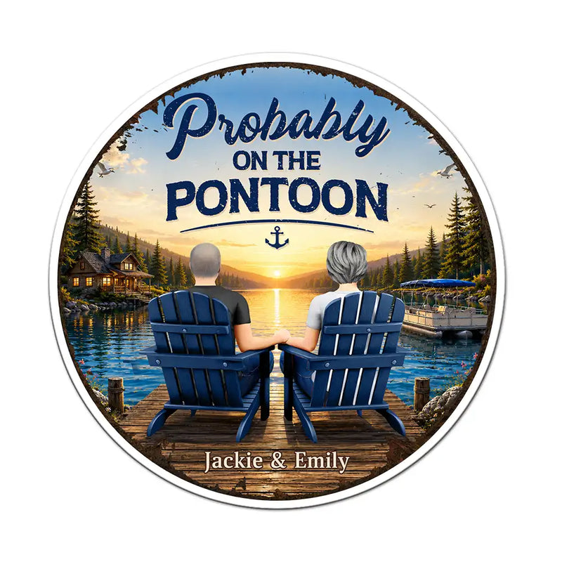 Pontoon,Romantic,Summer,Gift For Couples,Vector - Pontoon Partners For Life - Personalized Magnet