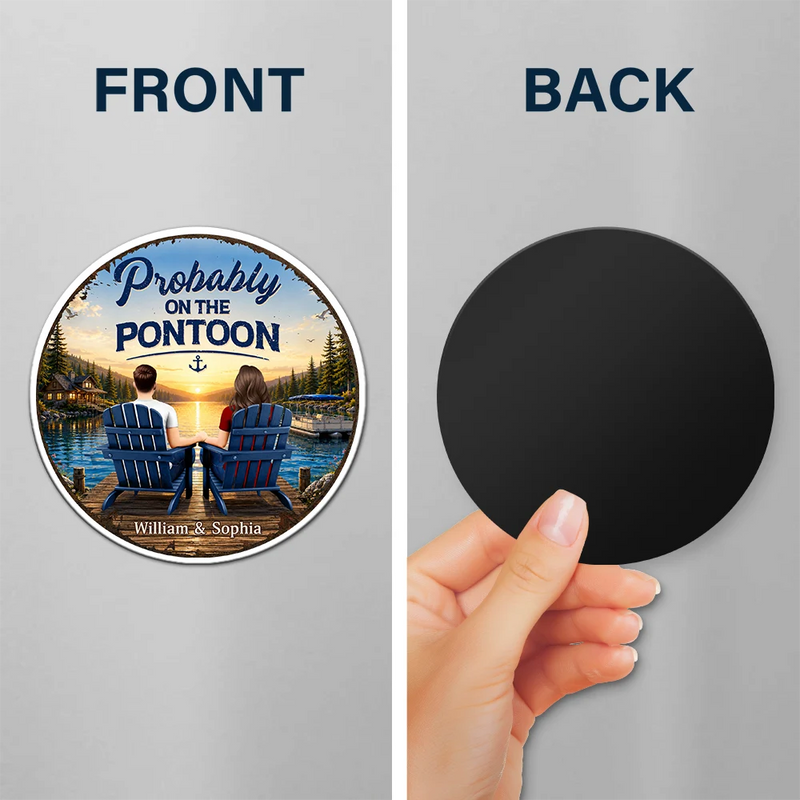 Pontoon,Romantic,Summer,Gift For Couples,Vector - Pontoon Partners For Life - Personalized Magnet