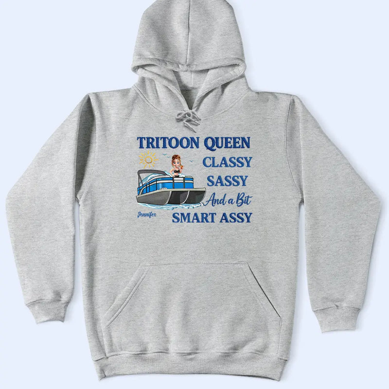 Pontoon,Gift For Yourself,Gift For Women,Lake,Funny - Pontoon Queen Classy Sassy - Personalized T Shirt