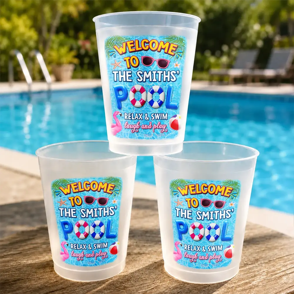 Pool Party Relax Swim Laugh And Play - Personalized Frosted Cups