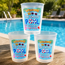 Playful, Family, Summer, Poolside, Outdoor Decor, Custom Text - Pool Party Relax Swim Laugh And Play - Personalized Frosted Cups
