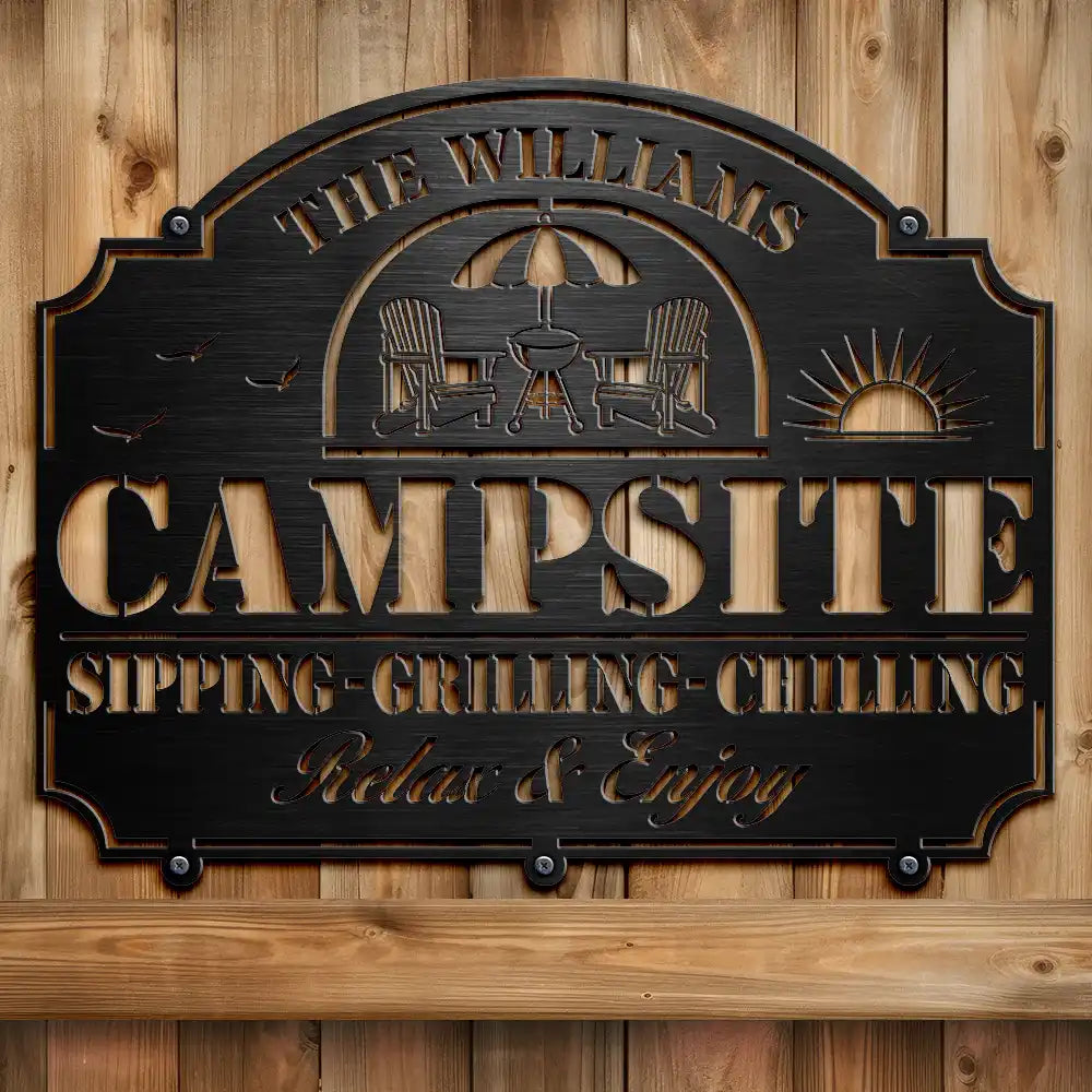 Poolside,Patio,Family - Pool & Patio Sipping Chilling - Personalized Cutout Metal Sign