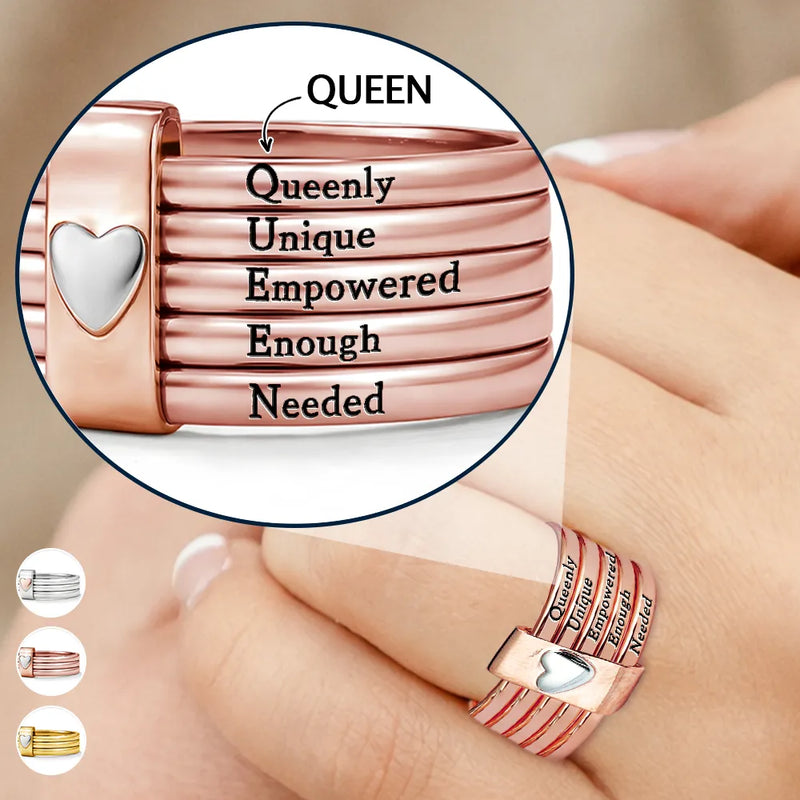 Gift For Yourself,Gift For Women,Gift For Wife,Gift For Girlfriend,Gift For Mother,Gift For Grandma,Gift For Daughter,Gift For Sisters,Gift For Bestie,Love - Positive Affirmations For Self Reminder - Personalized Heart Stacking Rings