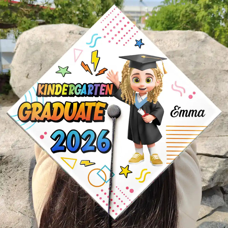 Gift For Kids,Gift For Grandkids,Grandpa - Grandkids,Grandma - Grandkids,Graduation,Happy - Preschool Kindergarten Graduation - Personalized Graduation Cap Topper