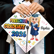 Gift For Kids,Gift For Grandkids,Grandpa - Grandkids,Grandma - Grandkids,Graduation,Happy - Preschool Kindergarten Graduation - Personalized Graduation Cap Topper