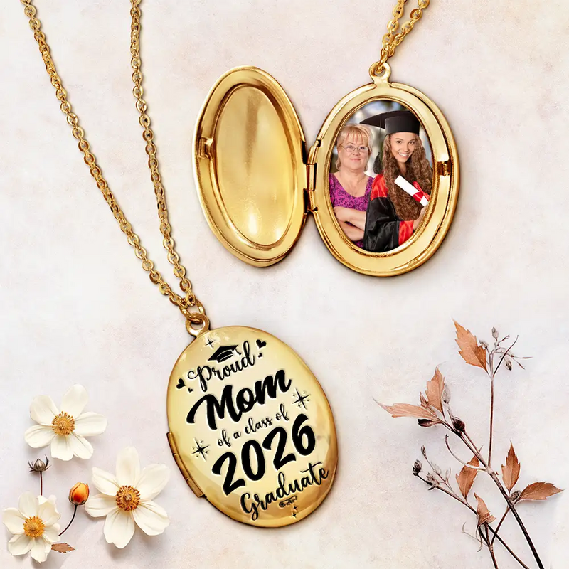 Happy,Graduation,Gift For Women,Gift For Men,Gift For Aunt,Gift For Uncle,Gift For Mother,Gift For Grandpa,Gift For Father,Gift For Grandma,Gift For Sibling,Gift For Sisters,Gift For Brothers - Custom Photo Proud Mom Dad Grandma Of Graduate - Personalized Locket Necklace