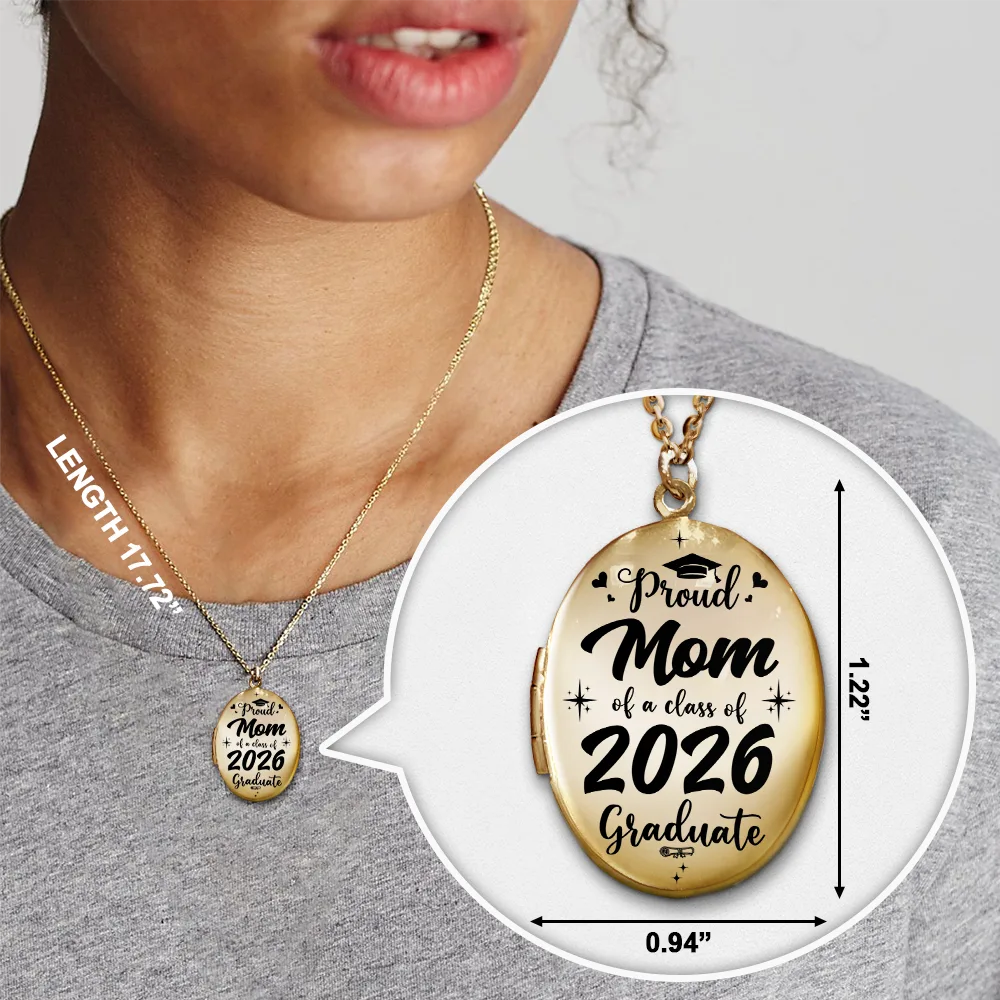 Happy,Graduation,Gift For Women,Gift For Men,Gift For Aunt,Gift For Uncle,Gift For Mother,Gift For Grandpa,Gift For Father,Gift For Grandma,Gift For Sibling,Gift For Sisters,Gift For Brothers - Custom Photo Proud Mom Dad Grandma Of Graduate - Personalized Locket Necklace