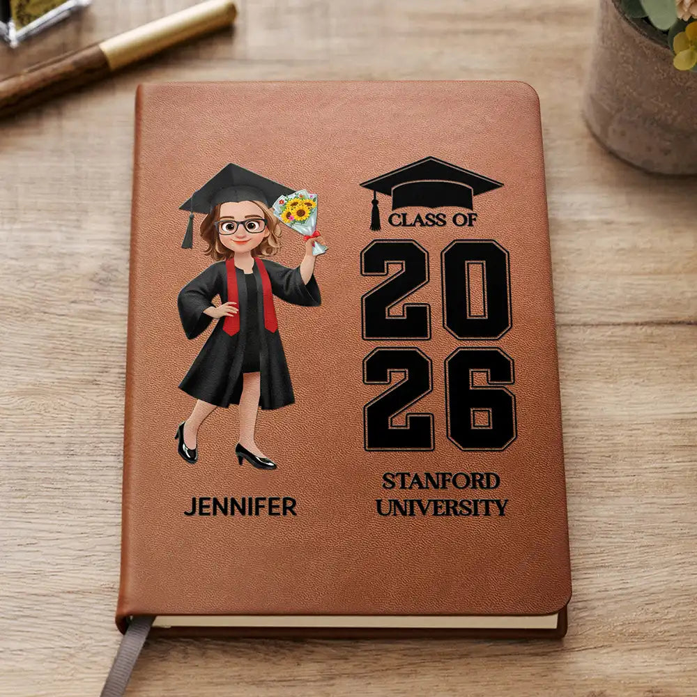 Happy,Family,Gift For Yourself,Gift For Daughter,Gift For Son,Gift For Sisters,Gift For Brothers,Gift For Bestie,Gift For Sibling,Graduation - Proud Senior Graduate - Personalized Leather Journal