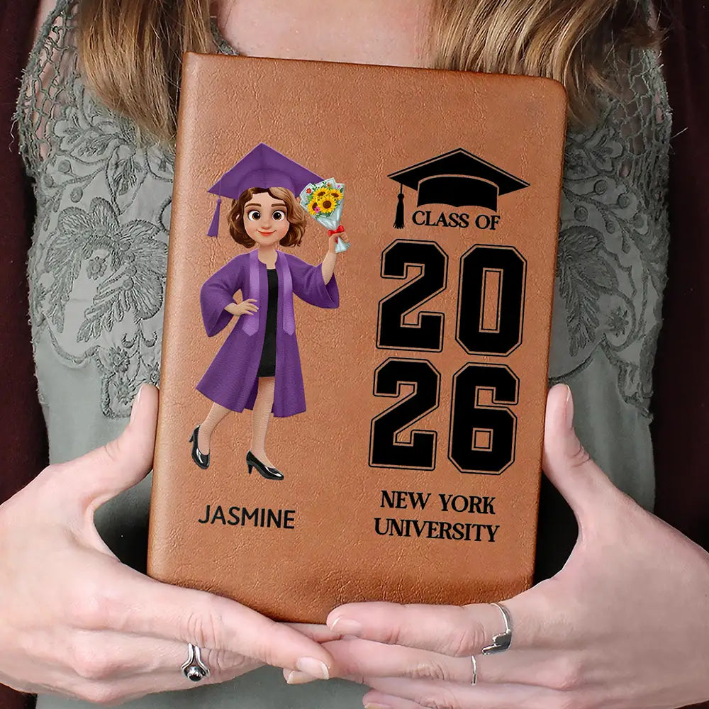 Happy,Family,Gift For Yourself,Gift For Daughter,Gift For Son,Gift For Sisters,Gift For Brothers,Gift For Bestie,Gift For Sibling,Graduation - Proud Senior Graduate - Personalized Leather Journal