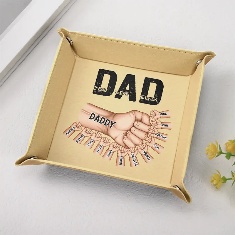 Gift For Father,Dad - Children,Happy,Non-Eng,Proud - Dad The Man The Myth The Legend - Personalized Leather Valet Tray