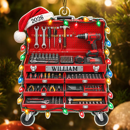 Christmas Gift For Mechanic Husband Dad - Personalized Tool Box Acrylic Ornament
