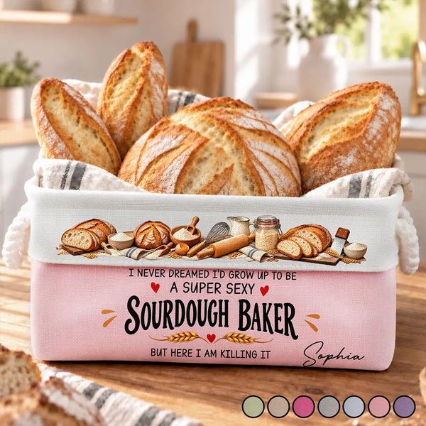 Baking,Christmas,Custom Text,Gift For Women,Gift For Yourself,Gifts For Her,Humorous - Gift For Sourdough Bakers Mom Wife - Personalized Name Super Sexy Sourdough Baker Storage Basket