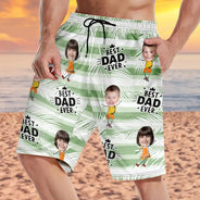 Custom Photo,Gift For Father,Gift For Grandpa,Happy - Custom Photo Best Dad Grandad Ever - Personalised Unisex Beach Shorts