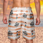 Custom Photo,Gift For Father,Gift For Grandpa,Happy - Custom Photo Best Dad Grandad Ever - Personalised Unisex Beach Shorts