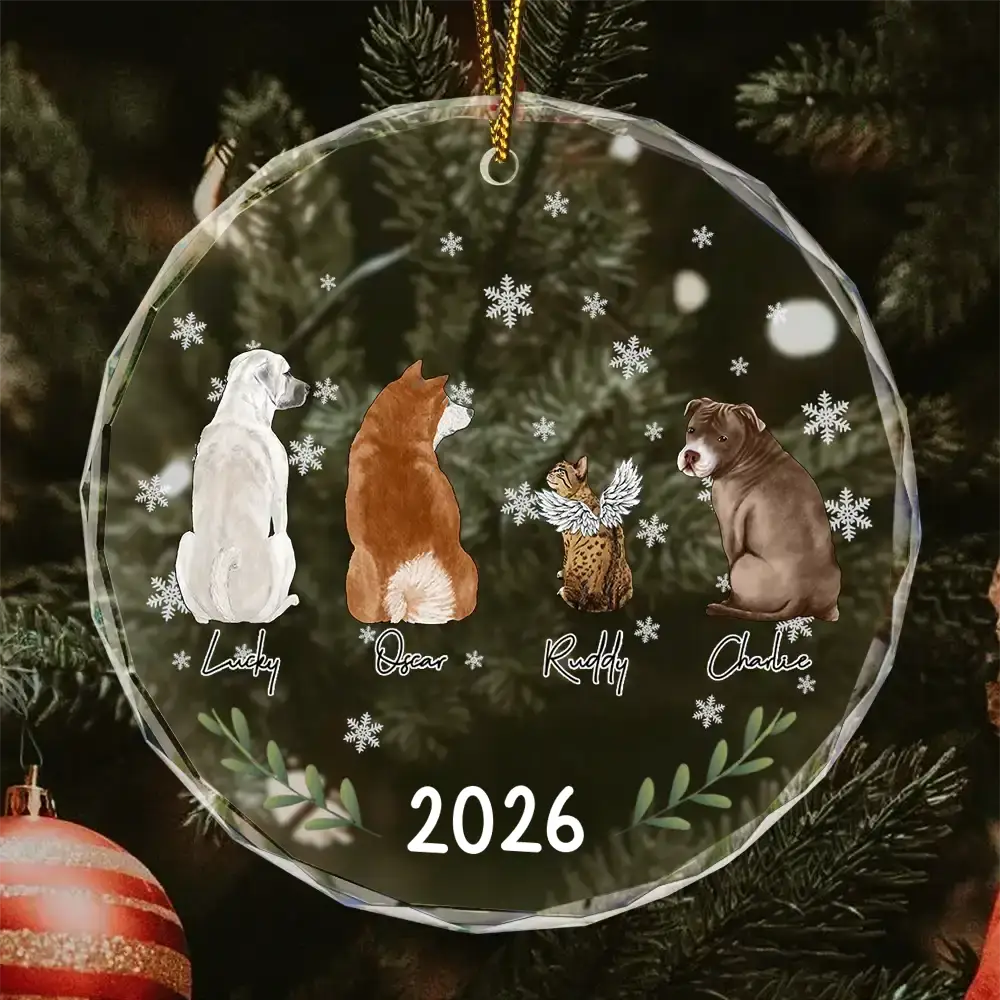 My Dogs Cats Pet - Personalized Circle Glass Ornament