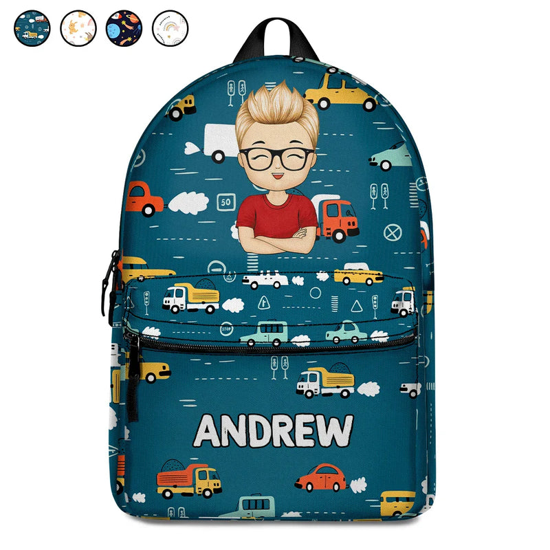 Cute Vehicle Background - Personalized Canvas Backpack