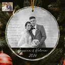 Custom Photo Anniversary Couples - Personalized Circle Glass Ornament
