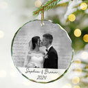 Custom Photo Anniversary Couples - Personalized Circle Glass Ornament