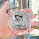 Custom Photo Anniversary Couples - Personalized Circle Glass Ornament